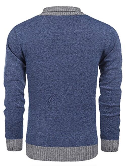 COOFANDY Mens Casual Knit Sweater Comfortable Soft Long Sleeve V-Neck Pullover