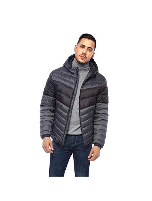 Rokka&Rolla Men's Lightweight Water-Resistant Hooded Puffer Jacket