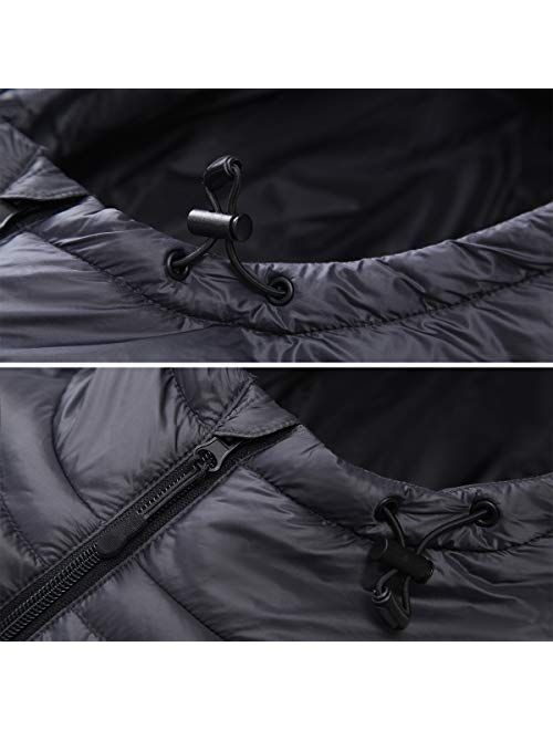 Rokka&Rolla Men's Lightweight Water-Resistant Hooded Puffer Jacket