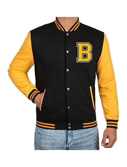 Decrum Black and Yellow Letterman Jacket Men - High School Baseball Varsity Jacket Mens