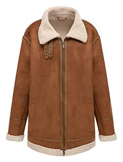 Bellivera Men's Faux Suede Fur Coat, Thicken Warm Outwear Sherpa Jacket