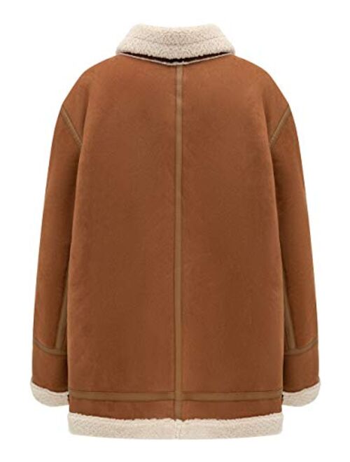 Bellivera Men's Faux Suede Fur Coat, Thicken Warm Outwear Sherpa Jacket