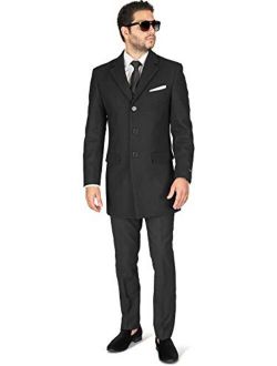 AZAR MAN Slim Fit Wool Overcoat 3 Button Closure Classic Notched Lapel Top Trench Long Walker Pea Coat Single Breast