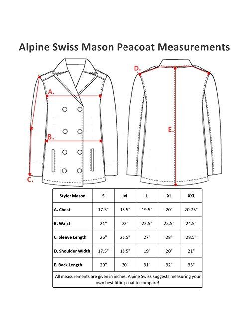 Alpine Swiss Mason Mens Wool Blend Classic Pea Coat Jacket