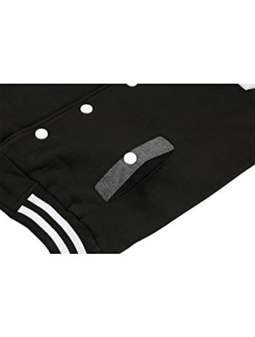 uxcell Men's Button Front Baseball School Lettermans Varsity Bomber Jacket