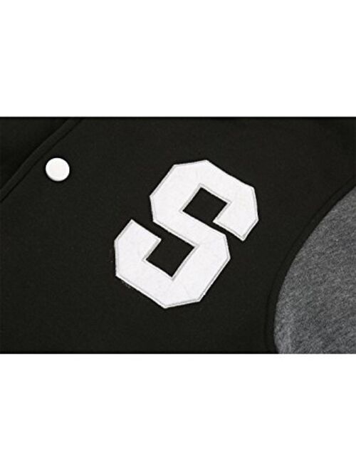 uxcell Men's Button Front Baseball School Lettermans Varsity Bomber Jacket