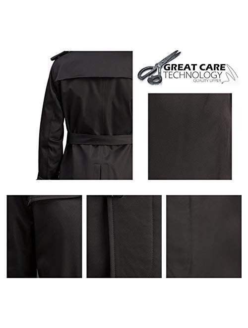 Men's Classic Fit Trench Coat Long Double Breasted Overcoat Outerwear Pea Coat