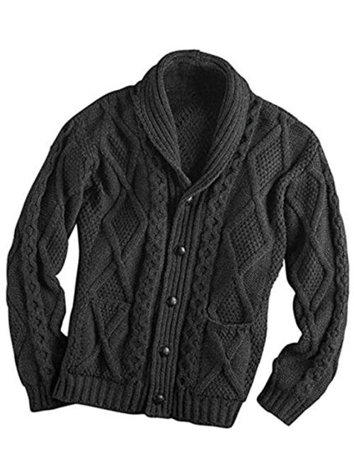 Irish Setter 100% Irish Merino Wool Aran Button Men's Sweater by Westend Knitwear