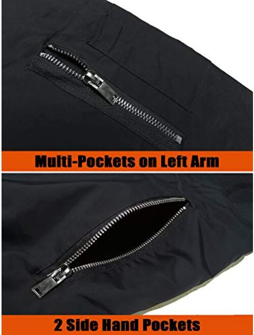 MAGCOMSEN Men's Bomber Jackets 3 Zipper Pockets Lightweight Spring Summer Varsity Baseball Jacket