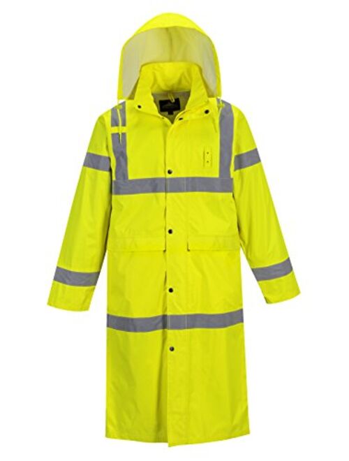 Portwest Hi-Vis Classic Raincoat 48 Viz Safety Visability Work Rain Jacket ANSI 3