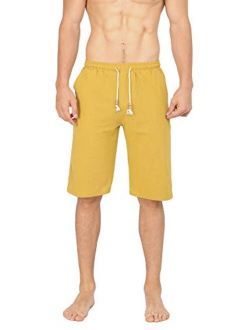 WULFUL Men's Casual Classic Fit Shorts Drawstring Summer Beach Linen Shorts