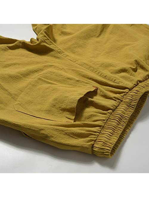 WULFUL Men's Casual Classic Fit Shorts Drawstring Summer Beach Linen Shorts