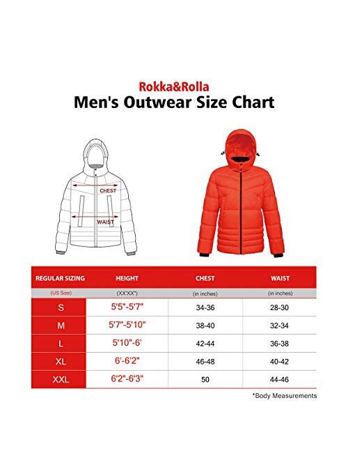 Rokka&Rolla Men's Water-Resistant Hooded Thickened Insulated Quilted Puffer Coat Heavy Padded Winter Parka Anorak Jacket