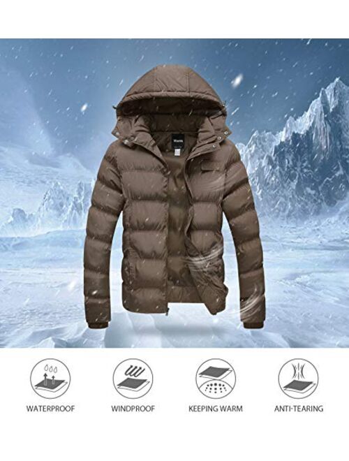 Wantdo Men's Winter Thicken Cotton Coat Warm Puffer Jacket with Removable Hood
