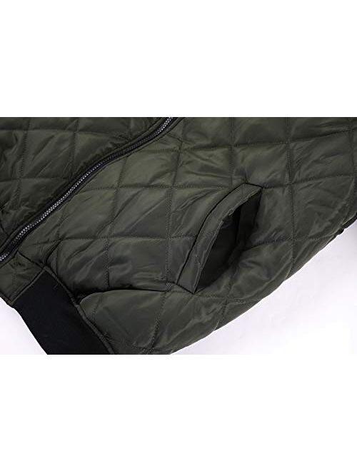 Mens Bomber Jacket Varsity Diamond Quilted Lightweight Windbreaker Softshell Flight Jackets Fall Winter Coats Outwear