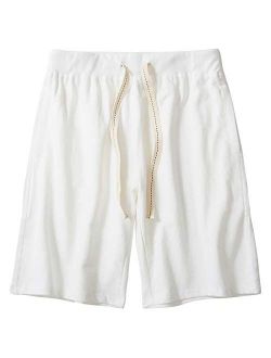 CZZSTANCE Mens Shorts Casual Cotton Workout Drawstring Summer Beach Shorts with Elastic Waist and Pockets