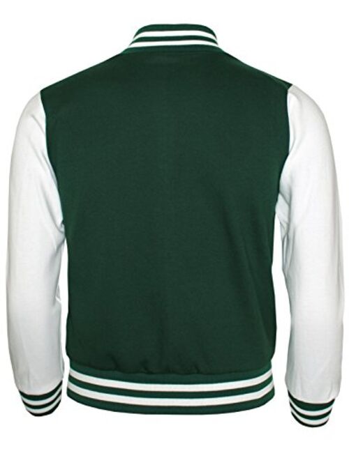 BCPOLO Baseball Jacket Varsity Baseball Cotton Jacket Letterman Jacket 8 Colors-Green L