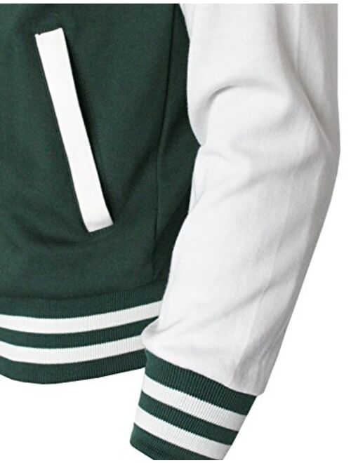 BCPOLO Baseball Jacket Varsity Baseball Cotton Jacket Letterman Jacket 8 Colors-Green L
