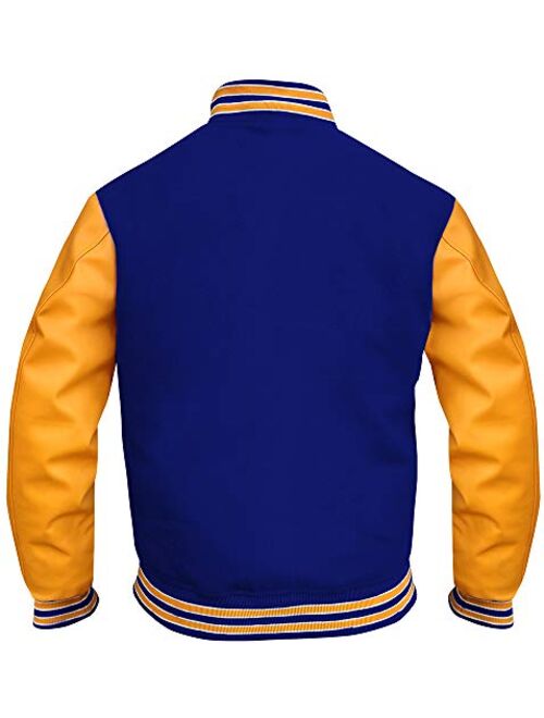 Blue and Yellow Bomber K.J APA Varsity Jacket