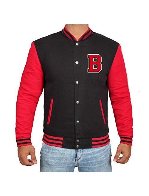 Black and Red Letterman Jacket Men - High School Varsity Mens Baseball Jacket