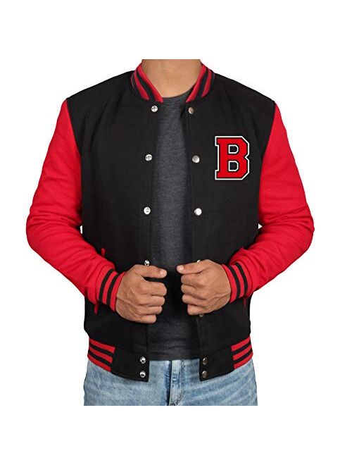 Black and Red Letterman Jacket Men - High School Varsity Mens Baseball Jacket