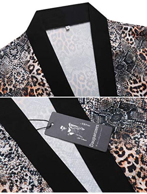 Men's Luxury Design Print Cardigan Shawl Casual Cardigan Short Sleeve Drape Cape Lightweight Open Front Long Length Cardigan