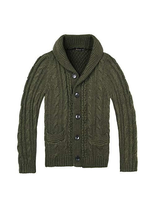 BOTVELA Men's Shawl Collar Cardigan Sweater Button Front Solid Knitwear