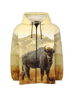 Men Women's Hoodie Sweatshirt Zip up Sherpa Lined Fleece Animal Jacket Wildkind