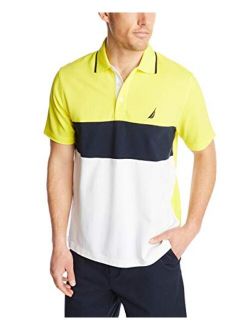 Men's Short Sleeve 100% Cotton Pique Color Block Polo Shirt