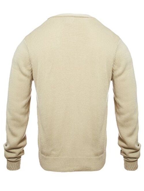 Knit Minded Mens Flat Knit Long Sleeve V-Neck Two Pocket Button Down Cardigan Sweater (See More Sizes)