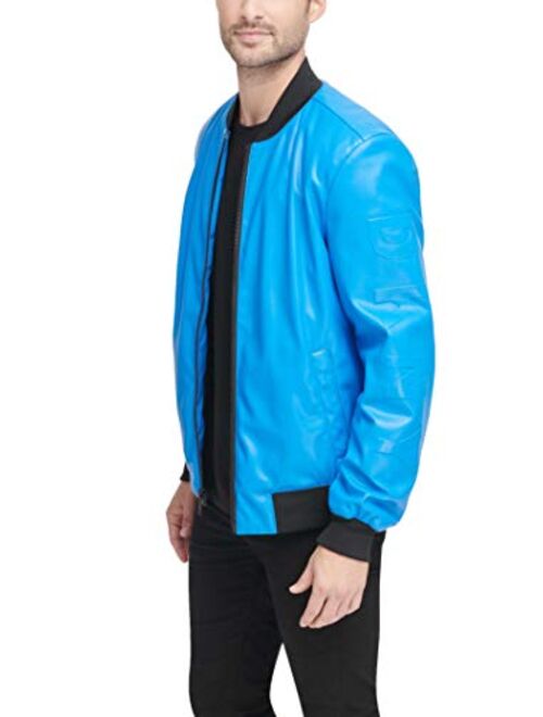 dkny leather bomber jacket