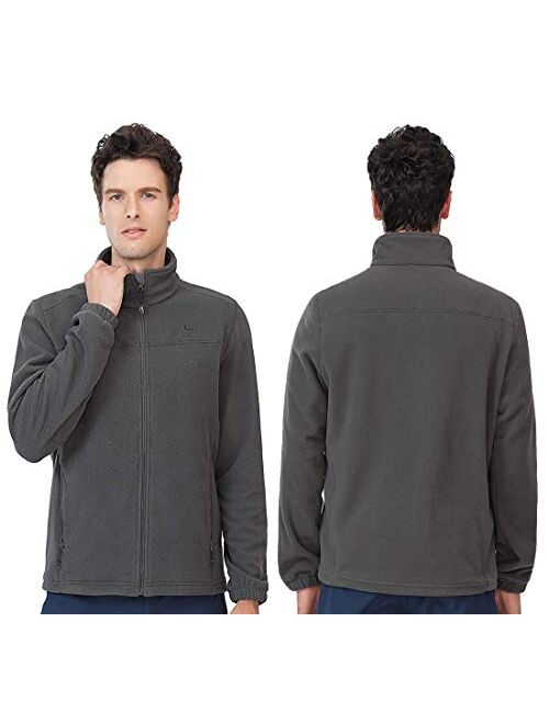 CAMEL Mens Fleece Jackets with Pockets Soft Long Sleeve Full Zip Fleece Coat for Spring Outdoor