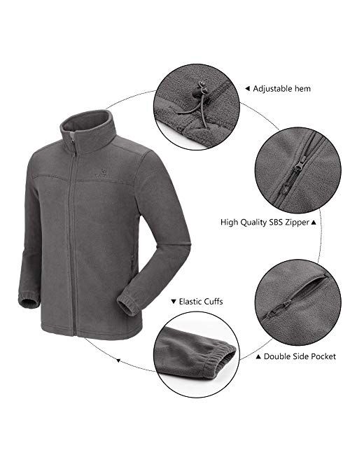 CAMEL Mens Fleece Jackets with Pockets Soft Long Sleeve Full Zip Fleece Coat for Spring Outdoor