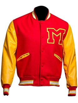 Thriller MJ Jacket - Red Wool Yellow Leather Varsity Letterman Bomber Jacket