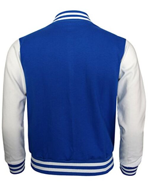 BCPOLO Baseball Jacket Varsity Baseball Cotton Jacket Letterman Jacket 8 Colors-Blue L