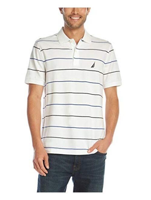 Nautica Men's Classic Fit Short Sleeve 100% Cotton Pique Stripe Polo Shirt