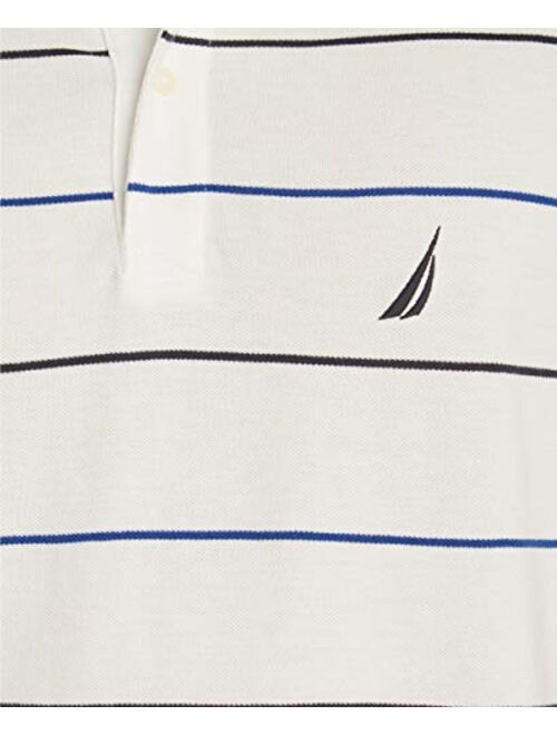 Nautica Men's Classic Fit Short Sleeve 100% Cotton Pique Stripe Polo Shirt