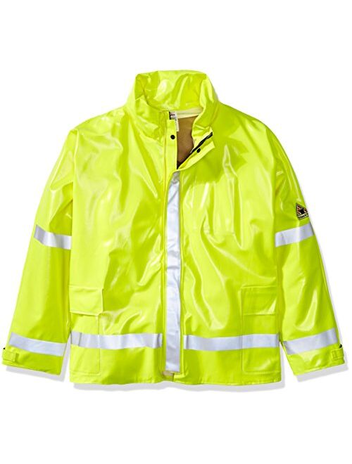 Bulwark Men's Hi-Visibility Flame-Resistant Big and Tall Rain Jacket