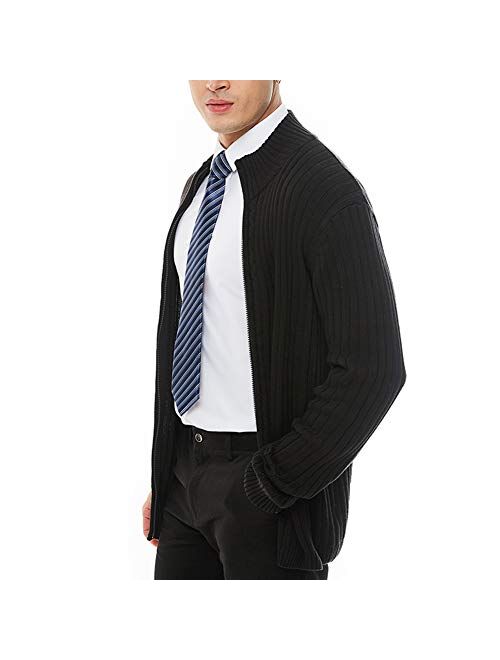 APRAW Men's Casual Slim Fit Cardigan Sweaters with Zipper Cotton Knitted Cardigan for Men