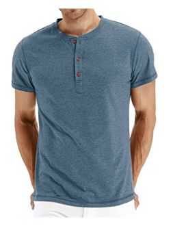 NITAGUT Mens Fashion Casual Front Placket Basic Long/Short Sleeve Henley T-Shirts