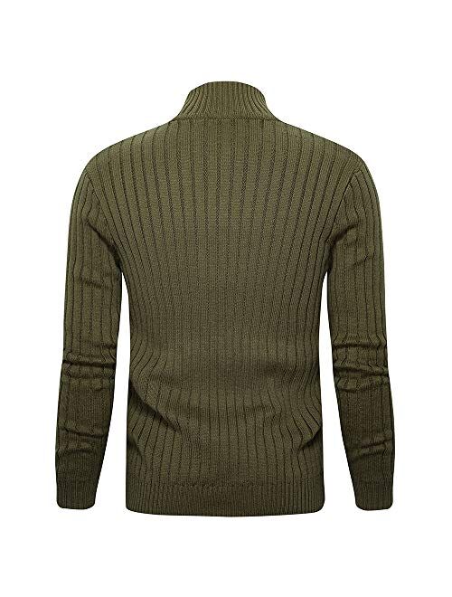 Men's Cardigan Sweater Slim Fit with Full Zip and Pockets