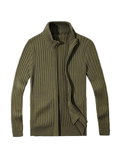 Men's Cardigan Sweater Slim Fit with Full Zip and Pockets