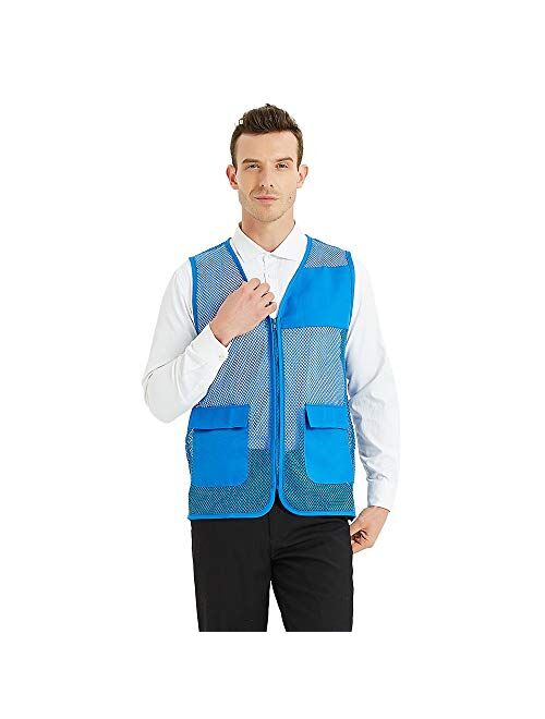 TOPTIE Adult Mesh Zipper Supermarket Vest Team Volunteer Uniform Vest