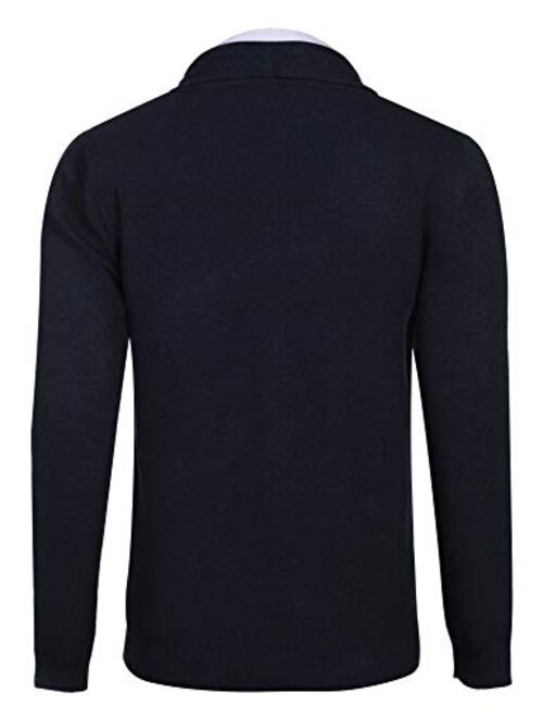 COOFANDY Men's Shawl Collar Cardigan Sweater Slim Fit Button Down Cardigan Casual Knitwear Jacket