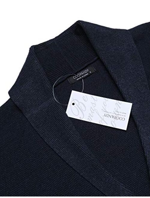 COOFANDY Men's Shawl Collar Cardigan Sweater Slim Fit Button Down Cardigan Casual Knitwear Jacket