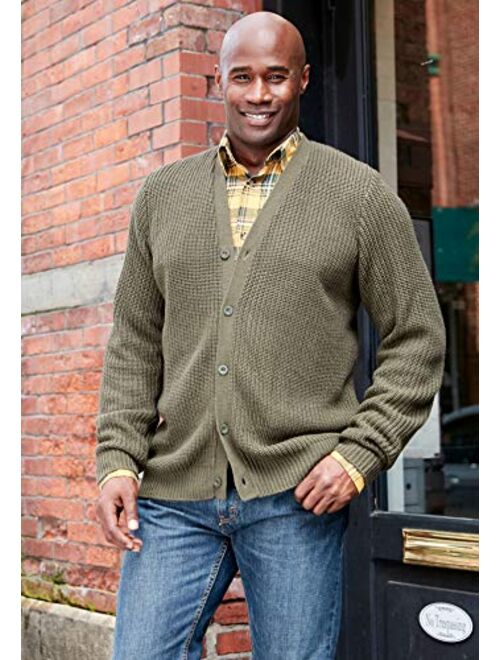 KingSize Men's Big and Tall Shaker Knit V-Neck Cardigan Sweater