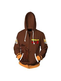CHENMA Men Dragon Ball Long Sleeve Full-Zip Bomber Jacket Hooded Varsity Jacket