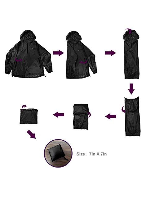 EZRUN Men's Waterproof Hooded Rain Jacket Windbreaker Lightweight Packable Raincoat