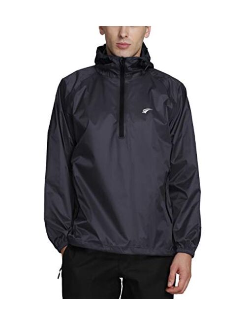 EZRUN Men's Waterproof Hooded Rain Jacket Windbreaker Lightweight Packable Raincoat