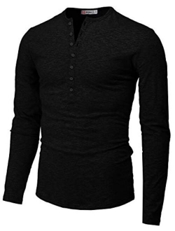 H2H Mens Casual Premium Slim Fit Henley Shirts Lightweight Thin Fabric